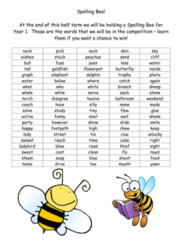 year-1-spelling-bee-teaching-resources