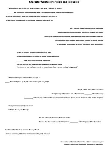 Pride and Prejudice Revision materials