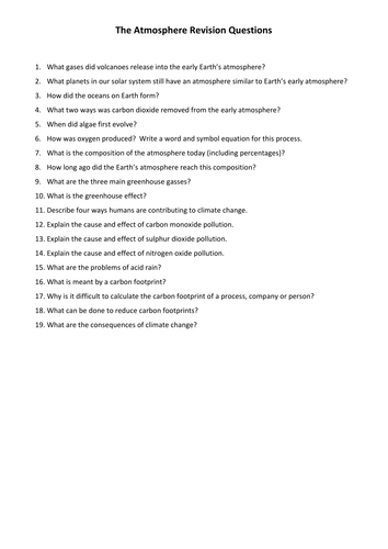 AQA GCSE Chemistry Revision Questions (by topic)