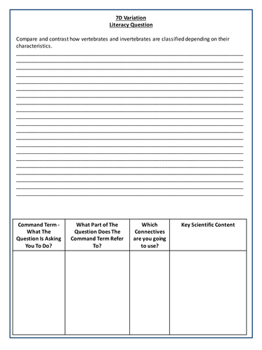 Variation Literacy Question - Year 7 Science