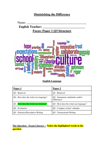 Intervention booklet on structure - language paper 1