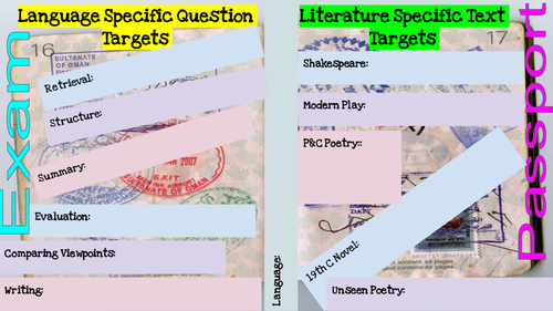 Exam Passport Target Setting - English Language Paper 1 and Paper 2