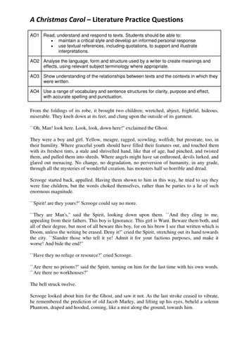 4 Possible Assessments for GCSE A Christmas Carol - English Literature 2017 Onwards