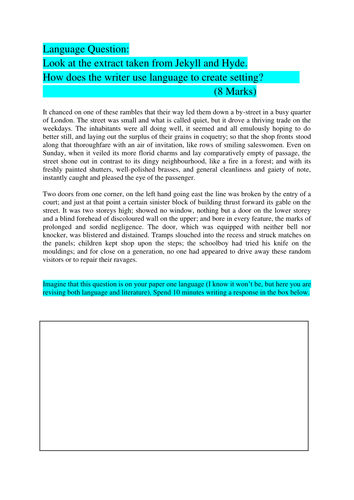 Paper 1 Question 2 - Language Question - Jekyll and Hyde Extract