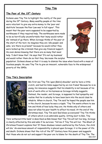 Tiny Tim - Revision Sheet - A Christmas Carol - WJEC English Literature