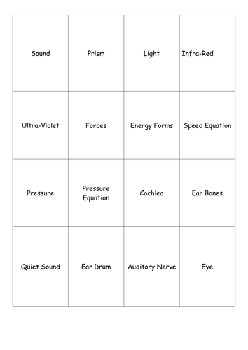 Physics Key Word Revision Cards - KS3