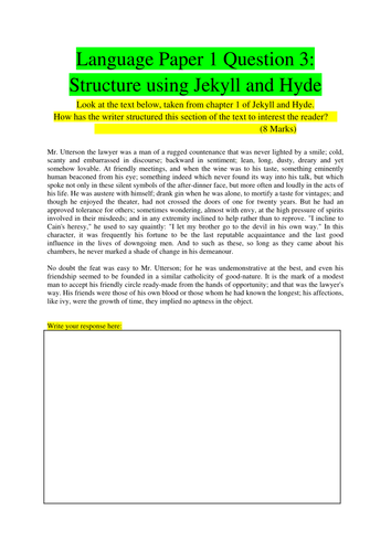 English Language Paper 1 Question 3 - Jekyll and Hyde Extract