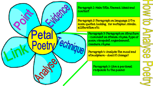 PETAL Analysis Visual Help Sheet - What to write about when analysing poetry