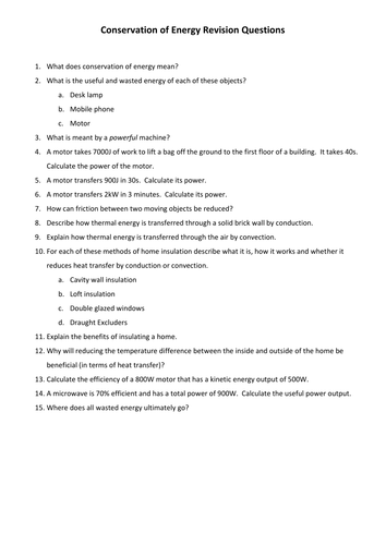 AQA GCSE Physics Revision Questions (by topic)