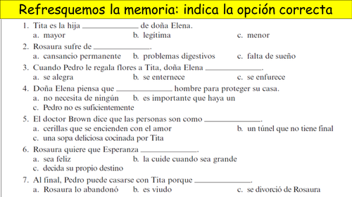 COMO AGUA PARA CHOCOLATE, AUTHOR, MESSAGE, RELEVANCE AND SPEAKING QUESTIONS