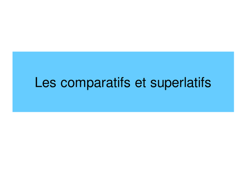 Bundle Les Comparatifs et Superlatifs