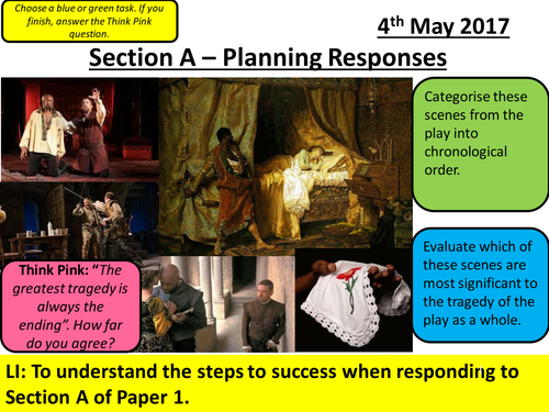 Othello - Paper 1 Section A - Revision Lessons, Assessments and Revision Cards