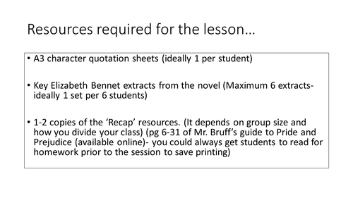 Revision workshop for Pride and Prejudice