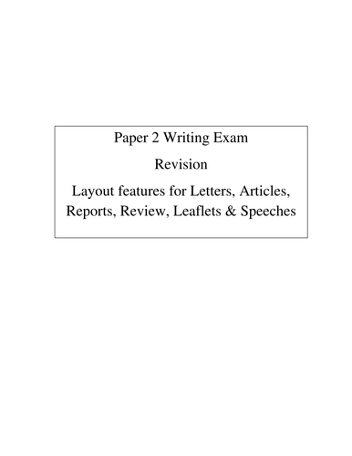 GCSE REVISION - Reading and Writing
