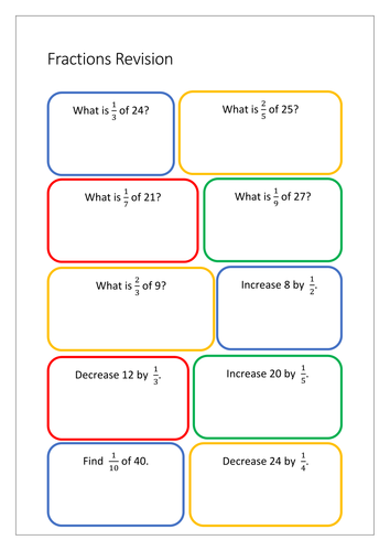 Quick, Easy, Fractions (of an amount) Worksheet