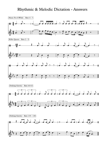 Exam Style Rhythmic & Melodic Dictation - Edexcel GCSE Music (9-1)