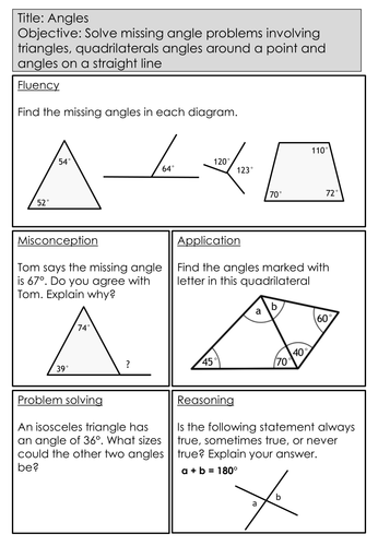 Mastery Maths - Angles - Solve missing angle problems