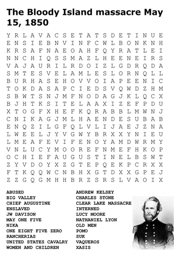 The Bloody Island massacre May 15, 1850 Word Search