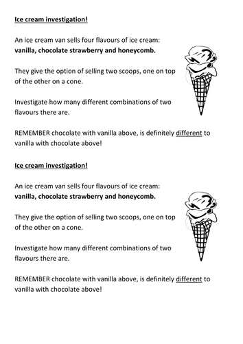 Maths ice cream investigation (working systematically)