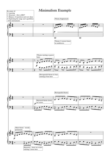 GCSE Music (Edexcel: pre- 1-9 curriculum) example Minimalism composition