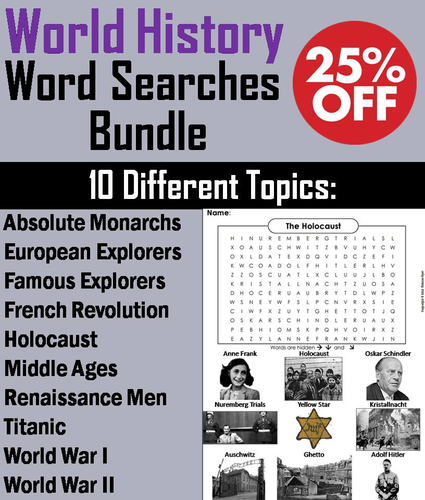 World History Word Search Bundle