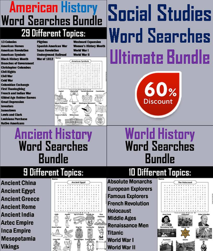 Social Studies Word Search Bundle