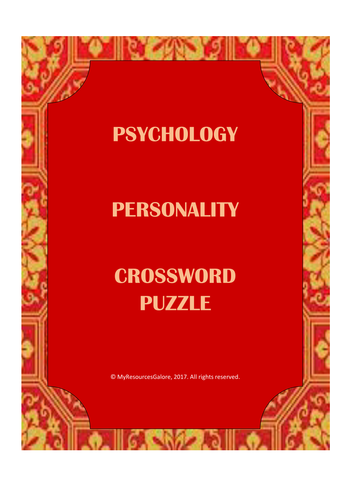 Personality Psychology: A Crossword Puzzle