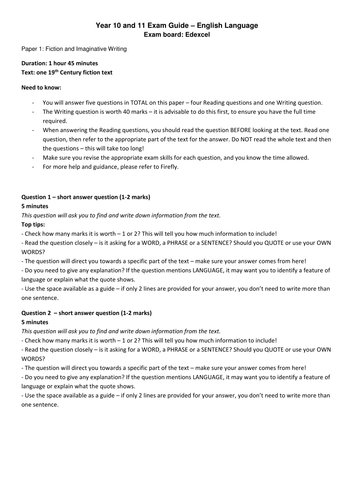 Edexcel English Language Revision: Exam Guide