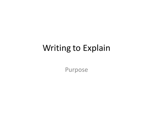 Writing to Explain