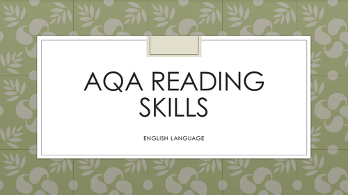 AQA Reading Skills  - BUGS year 10