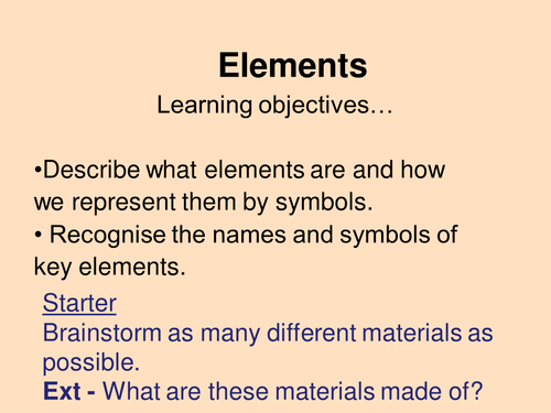 Elements and compounds