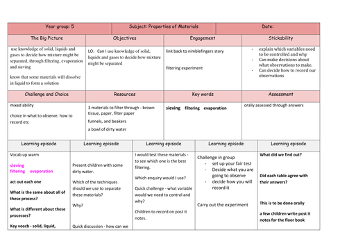 Year 5 Filtering experiment plans and slides