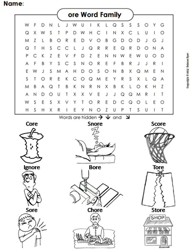 ore Word Family Word Search