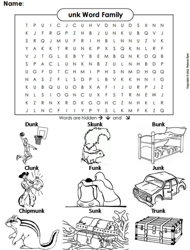 unk Word Family Word Search