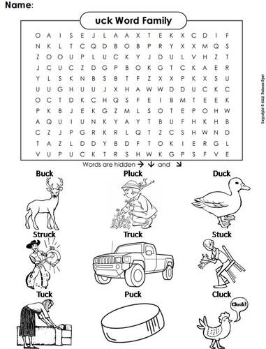 uck Word Family Word Search