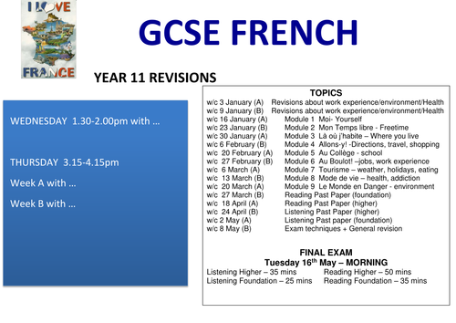 Display GCSE French revisions
