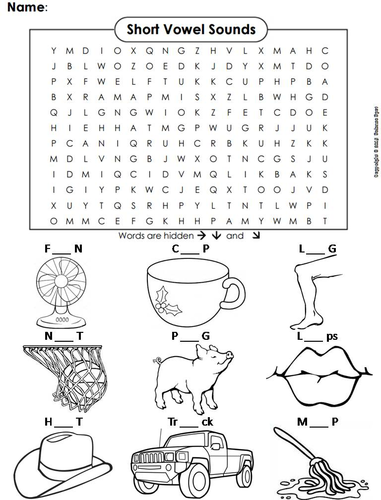 Short Vowel Sounds Word Search