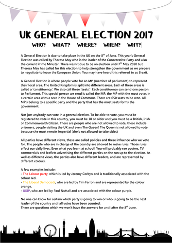 general election guided reading pack year 5 /6