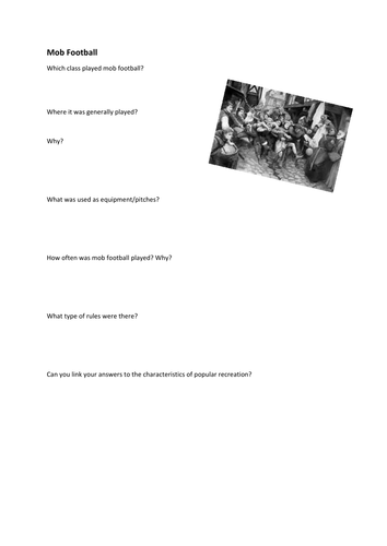 Mob football Question Sheet
