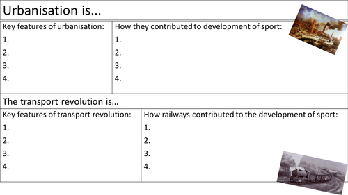 Urbanisation and Transport Worksheet