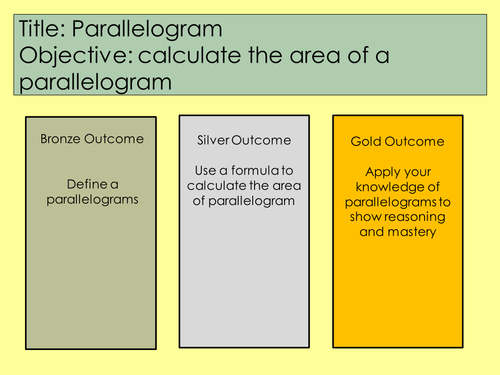 Mastery Maths - Lesson - Area of a Parallelogram