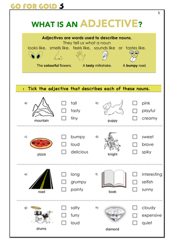 adjectives homework year 3