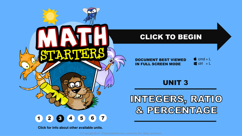 Math Starters - Integers, Ratio and percent