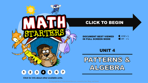 Math Starters - Patterns and Algebra