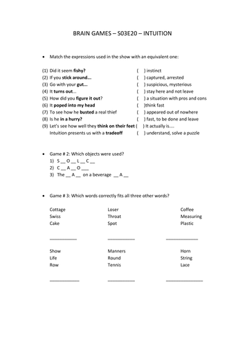video activity brain games s03e20 teaching resources