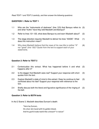 Macbeth Contextual Test & Memo