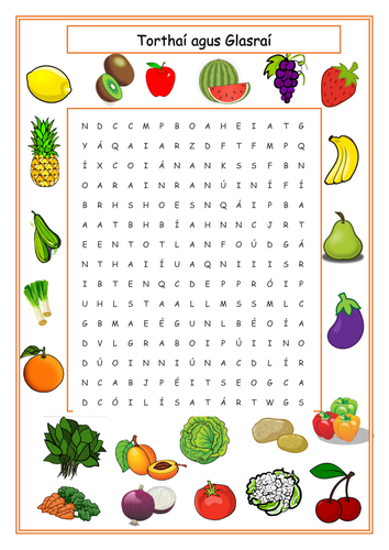 Food - Fruit & Vegetables in Irish Tórthaí & Glasraí