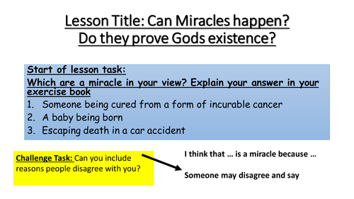 Can miracles happen? KS3 Based on the true story miracles from heaven