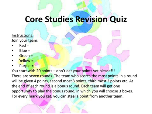 Core Studies (OCR) Revision Quiz AS LEVEL