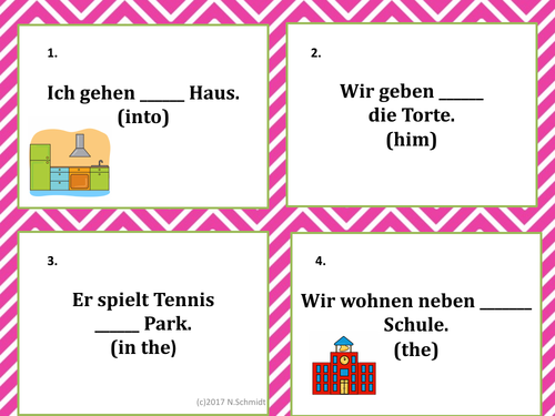 German Cases Task Cards (dative, accusative)